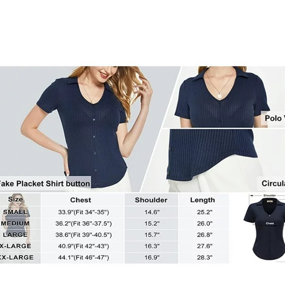 New SSLR V Neck T Shirts for Women Short Sleeve Summer Tops Ribbed Trendy Shirts - Picture 14 of 15